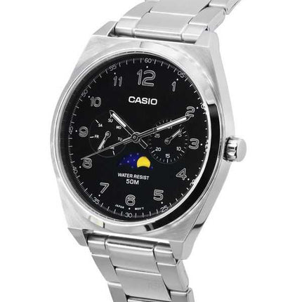 Orologio da uomo Casio standard analogico con fasi lunari quadrante nero al quarzo MTP-M300D-1A MTPM300D-1