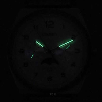 Orologio da uomo Casio standard analogico con fasi lunari quadrante bianco al quarzo MTP-M300D-7A MTPM300D-7