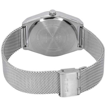 Orologio da uomo Casio analogico standard con cinturino a maglie in acciaio inossidabile con fasi lunari quadrante blu al quarzo