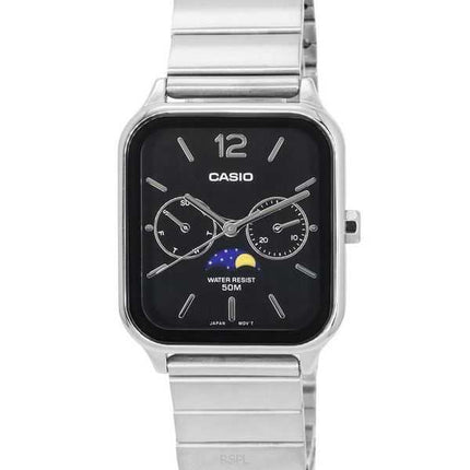 Orologio da uomo Casio standard analogico con fasi lunari quadrante nero al quarzo MTP-M305D-1A