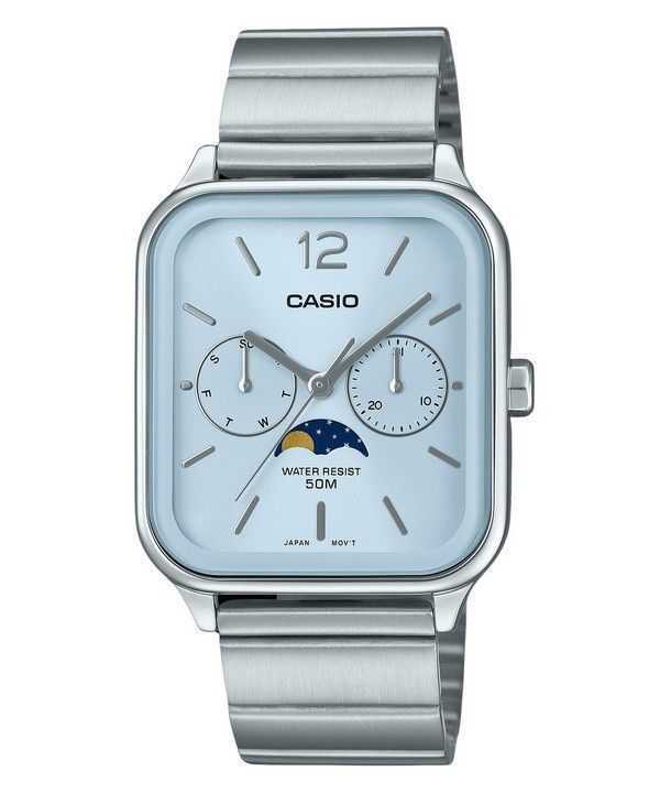 Orologio da uomo Casio Standard Analog Moon Phase in acciaio inossidabile con quadrante blu baby al quarzo MTP-M305D-2AV