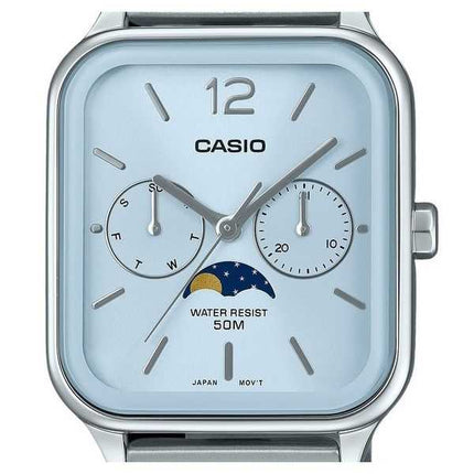 Orologio da uomo Casio Standard Analog Moon Phase in acciaio inossidabile con quadrante blu baby al quarzo MTP-M305D-2AV