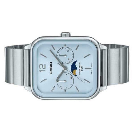 Orologio da uomo Casio Standard Analog Moon Phase in acciaio inossidabile con quadrante blu baby al quarzo MTP-M305D-2AV