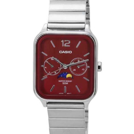 Orologio da uomo Casio standard analogico con fasi lunari quadrante rosso al quarzo MTP-M305D-4A