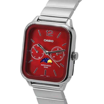 Orologio da uomo Casio standard analogico con fasi lunari quadrante rosso al quarzo MTP-M305D-4A