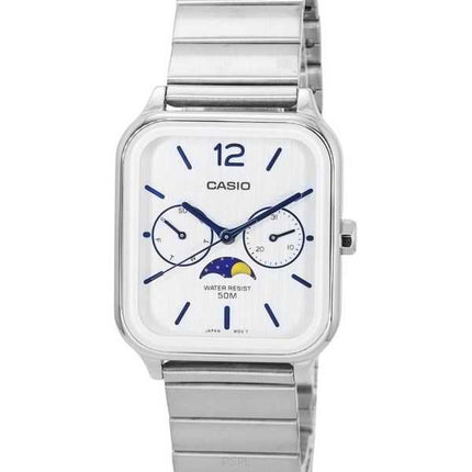Orologio da uomo Casio standard analogico con fasi lunari quadrante argentato al quarzo MTP-M305D-7A