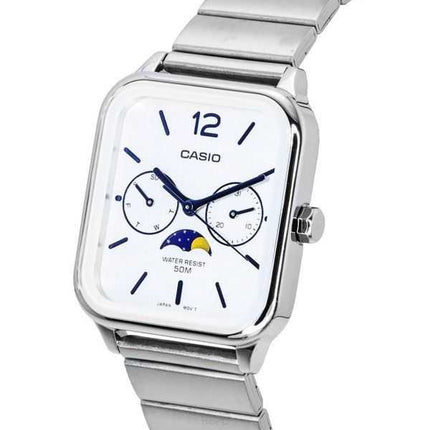Orologio da uomo Casio standard analogico con fasi lunari quadrante argentato al quarzo MTP-M305D-7A