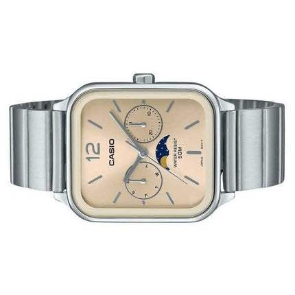 Orologio da uomo Casio Standard Analog Moon Phase in acciaio inossidabile con quadrante champagne al quarzo MTP-M305D-9AV