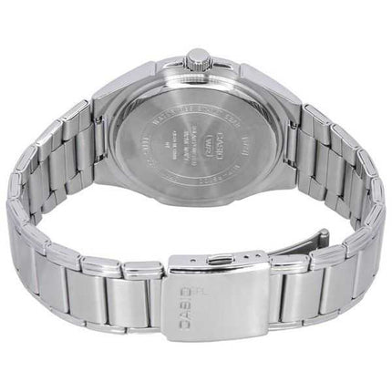 Orologio da uomo Casio standard analogico in acciaio inossidabile con quadrante nero ad energia solare MTP-RS100D-1A