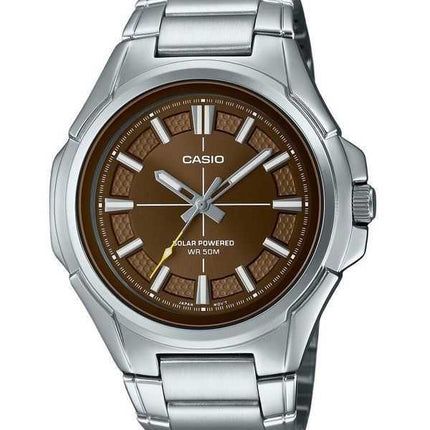 Orologio da uomo Casio analogico standard analogico in acciaio inossidabile quadrante marrone solare MTP-RS100D-5AV