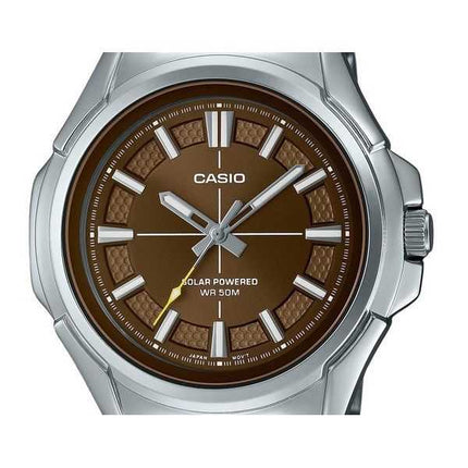 Orologio da uomo Casio analogico standard analogico in acciaio inossidabile quadrante marrone solare MTP-RS100D-5AV