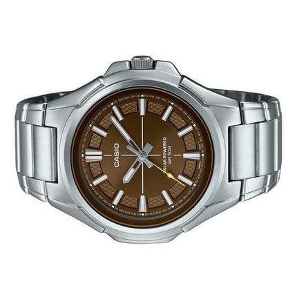 Orologio da uomo Casio analogico standard analogico in acciaio inossidabile quadrante marrone solare MTP-RS100D-5AV