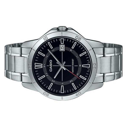 Orologio da uomo Casio analogico standard in acciaio inossidabile con quadrante nero al quarzo MTP-V004D-1C