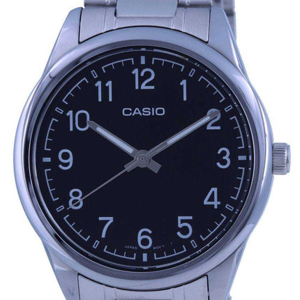 Orologio da uomo Casio quadrante nero in acciaio inossidabile analogico al quarzo MTP-V005D-1B4 MTPV005D-1