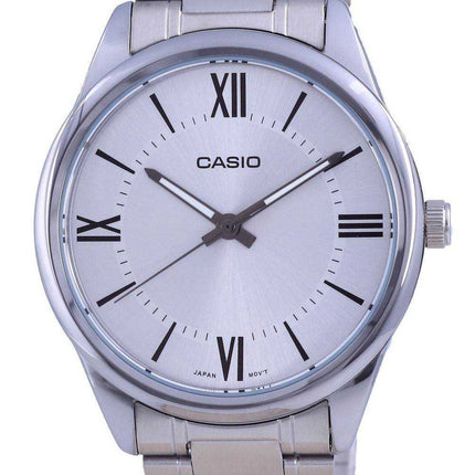 Orologio da uomo Casio quadrante argento in acciaio inossidabile analogico al quarzo MTP-V005D-7B5 MTPV005D-7