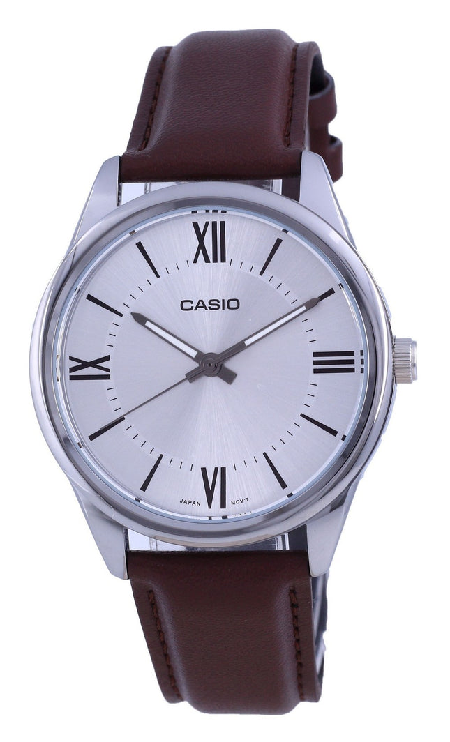 Orologio da uomo Casio quadrante argento in acciaio inossidabile analogico al quarzo MTP-V005L-7B5 MTPV005L-7