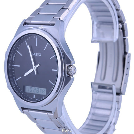 Orologio da uomo Casio analogico digitale quadrante nero in acciaio inossidabile MTP-VC01D-1E MTPVC01D-1