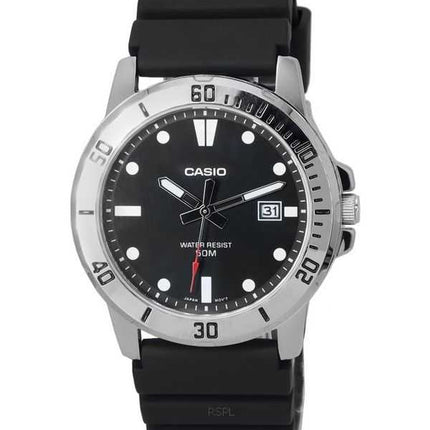 Orologio da uomo Casio standard analogico cinturino in resina quadrante nero al quarzo MTP-VD01-1E MTPVD01-1E