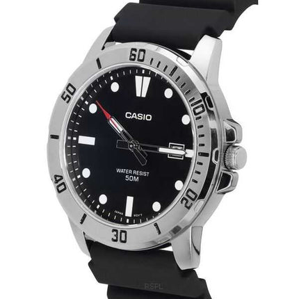 Orologio da uomo Casio standard analogico cinturino in resina quadrante nero al quarzo MTP-VD01-1E MTPVD01-1E