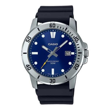Orologio da uomo Casio Standard Analogico Cinturino in resina Quadrante blu Quarzo MTP-VD01-2E