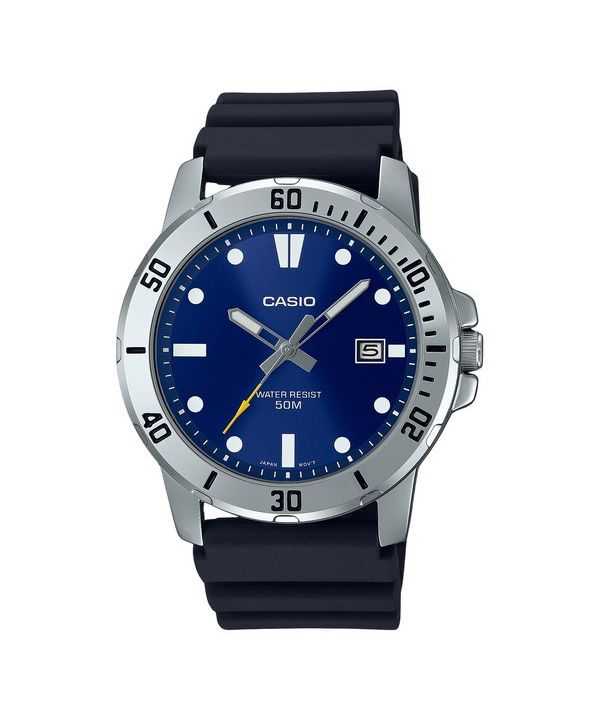 Orologio da uomo Casio Standard Analogico Cinturino in resina Quadrante blu Quarzo MTP-VD01-2E