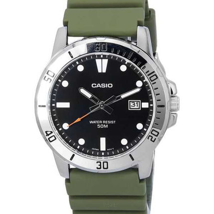 Orologio da uomo Casio standard analogico cinturino in resina quadrante nero al quarzo MTP-VD01-3E MTPVD01-3E