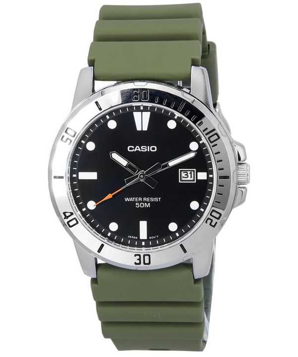 Orologio da uomo Casio standard analogico cinturino in resina quadrante nero al quarzo MTP-VD01-3E MTPVD01-3E