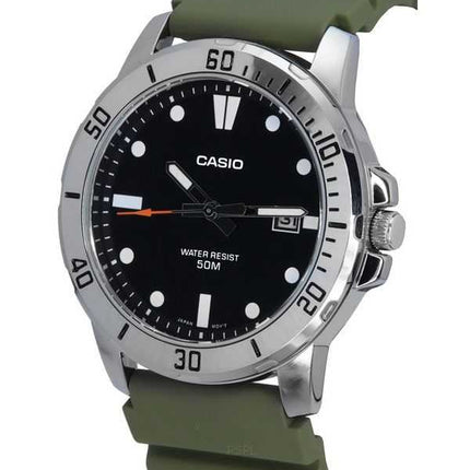 Orologio da uomo Casio standard analogico cinturino in resina quadrante nero al quarzo MTP-VD01-3E MTPVD01-3E