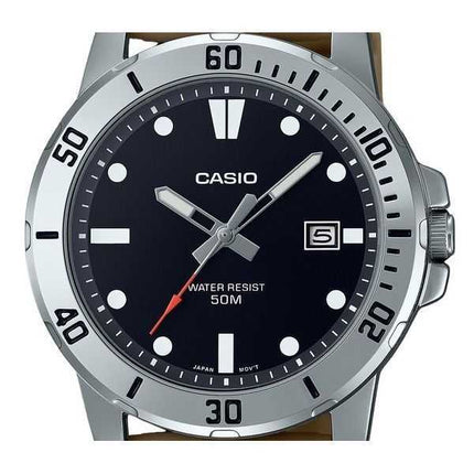 Orologio da uomo Casio analogico standard con cinturino in resina beige quadrante nero al quarzo MTP-VD01-5E