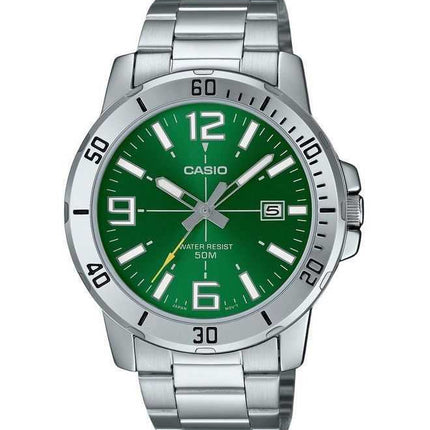 Orologio da uomo Casio Standard Analogico in acciaio inossidabile con quadrante verde al quarzo MTP-VD01D-3BV