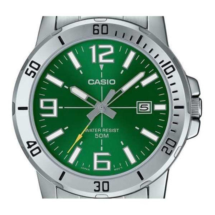 Orologio da uomo Casio Standard Analogico in acciaio inossidabile con quadrante verde al quarzo MTP-VD01D-3BV