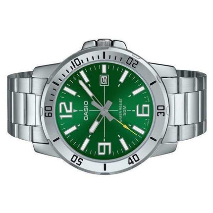 Orologio da uomo Casio Standard Analogico in acciaio inossidabile con quadrante verde al quarzo MTP-VD01D-3BV