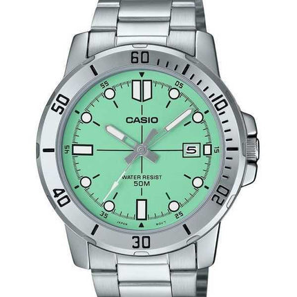 Orologio da uomo Casio Standard Analogico in acciaio inossidabile Quadrante verde menta Quarzo MTP-VD01D-3E1V