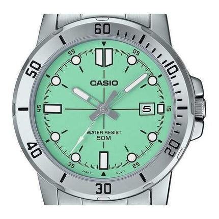Orologio da uomo Casio Standard Analogico in acciaio inossidabile Quadrante verde menta Quarzo MTP-VD01D-3E1V