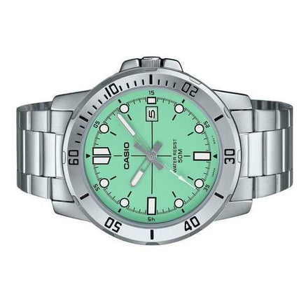 Orologio da uomo Casio Standard Analogico in acciaio inossidabile Quadrante verde menta Quarzo MTP-VD01D-3E1V