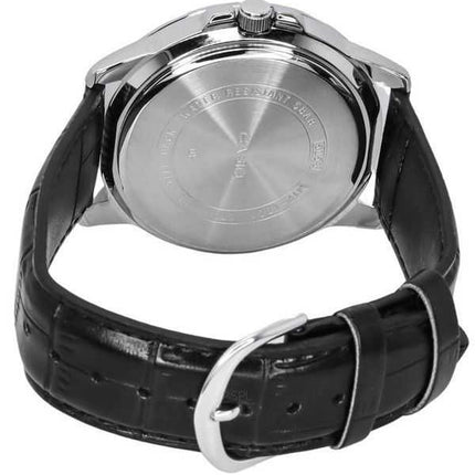 Orologio da uomo Casio analogico standard con cinturino in pelle nera quadrante nero al quarzo MTP-VD01L-1C
