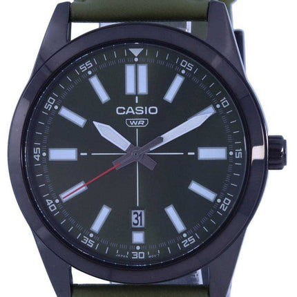 Orologio da uomo Casio analogico quadrante nero cinturino in pelle al quarzo MTP-VD02BL-3E MTPVD02BL-3