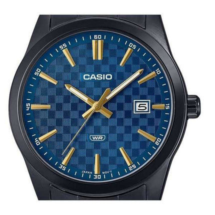 Orologio da uomo Casio Standard Analog Black Ion Plated Stainless Steel Blue Dial Quartz MTP-VD03B-2A