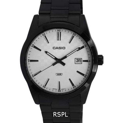 Orologio da uomo Casio analogico in acciaio inossidabile con quadrante bianco al quarzo MTP-VD03B-7A MTPVD03B-7