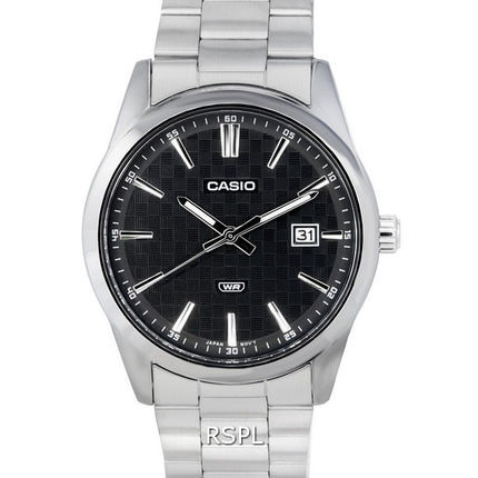 Orologio da uomo Casio analogico in acciaio inossidabile con quadrante nero al quarzo MTP-VD03D-1A MTPVD03D-1