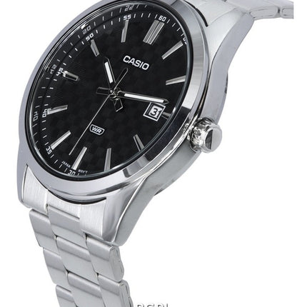 Orologio da uomo Casio analogico in acciaio inossidabile con quadrante nero al quarzo MTP-VD03D-1A MTPVD03D-1