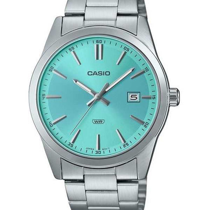 Orologio da uomo Casio analogico standard in acciaio inossidabile quadrante blu menta al quarzo MTP-VD03D-2A3