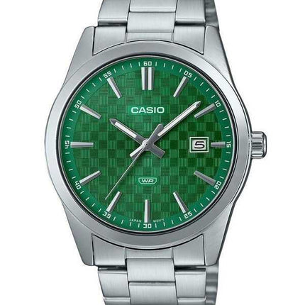 Orologio da uomo Casio analogico standard in acciaio inossidabile con quadrante verde al quarzo MTP-VD03D-3A1