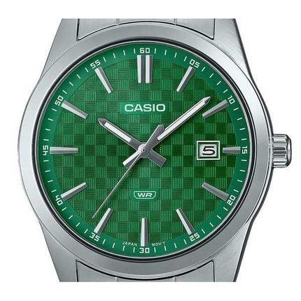 Orologio da uomo Casio analogico standard in acciaio inossidabile con quadrante verde al quarzo MTP-VD03D-3A1