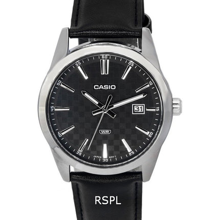 Orologio da uomo Casio analogico cinturino in pelle quadrante nero quarzo MTP-VD03L-1A MTPVD03L-1