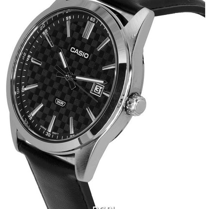 Orologio da uomo Casio analogico cinturino in pelle quadrante nero quarzo MTP-VD03L-1A MTPVD03L-1