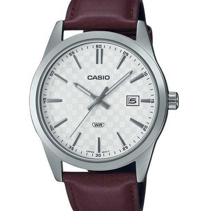 Orologio da uomo Casio Standard Analogico Cinturino in pelle Quadrante bianco Quarzo MTP-VD03L-5A