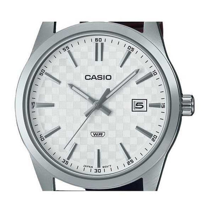Orologio da uomo Casio Standard Analogico Cinturino in pelle Quadrante bianco Quarzo MTP-VD03L-5A
