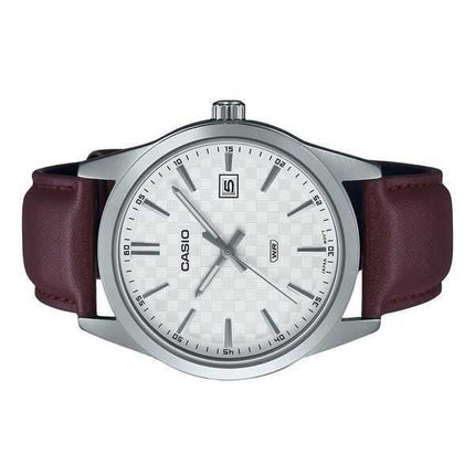 Orologio da uomo Casio Standard Analogico Cinturino in pelle Quadrante bianco Quarzo MTP-VD03L-5A