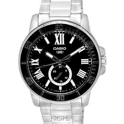 Orologio da uomo Casio analogico in acciaio inossidabile quadrante nero al quarzo MTP-VD200D-1B MTPVD200D-1B